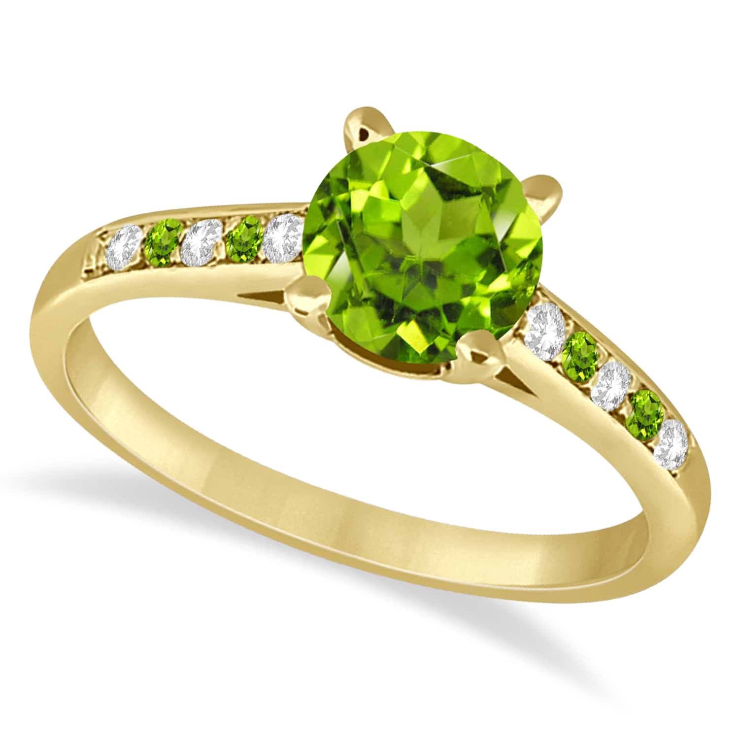 Cathedral Peridot & Diamond Engagement Ring 18k Yellow Gold (1.20ct)