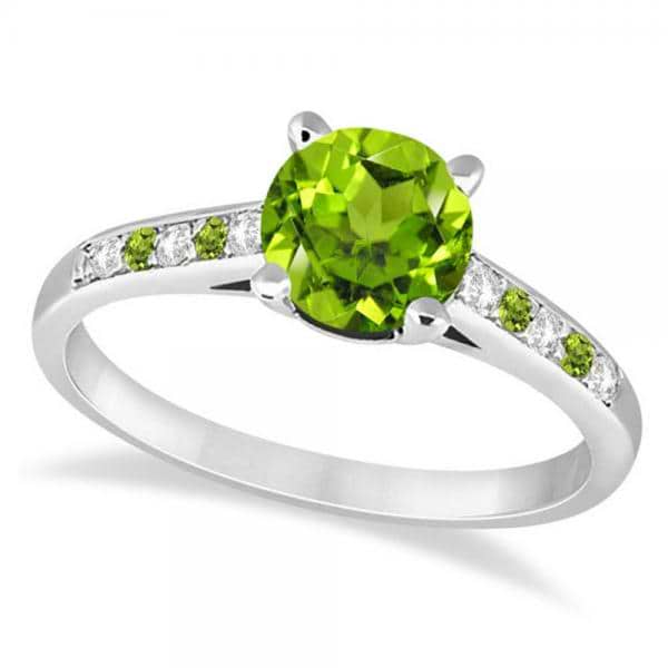 Cathedral Peridot & Diamond Engagement Ring Platinum (1.20ct)