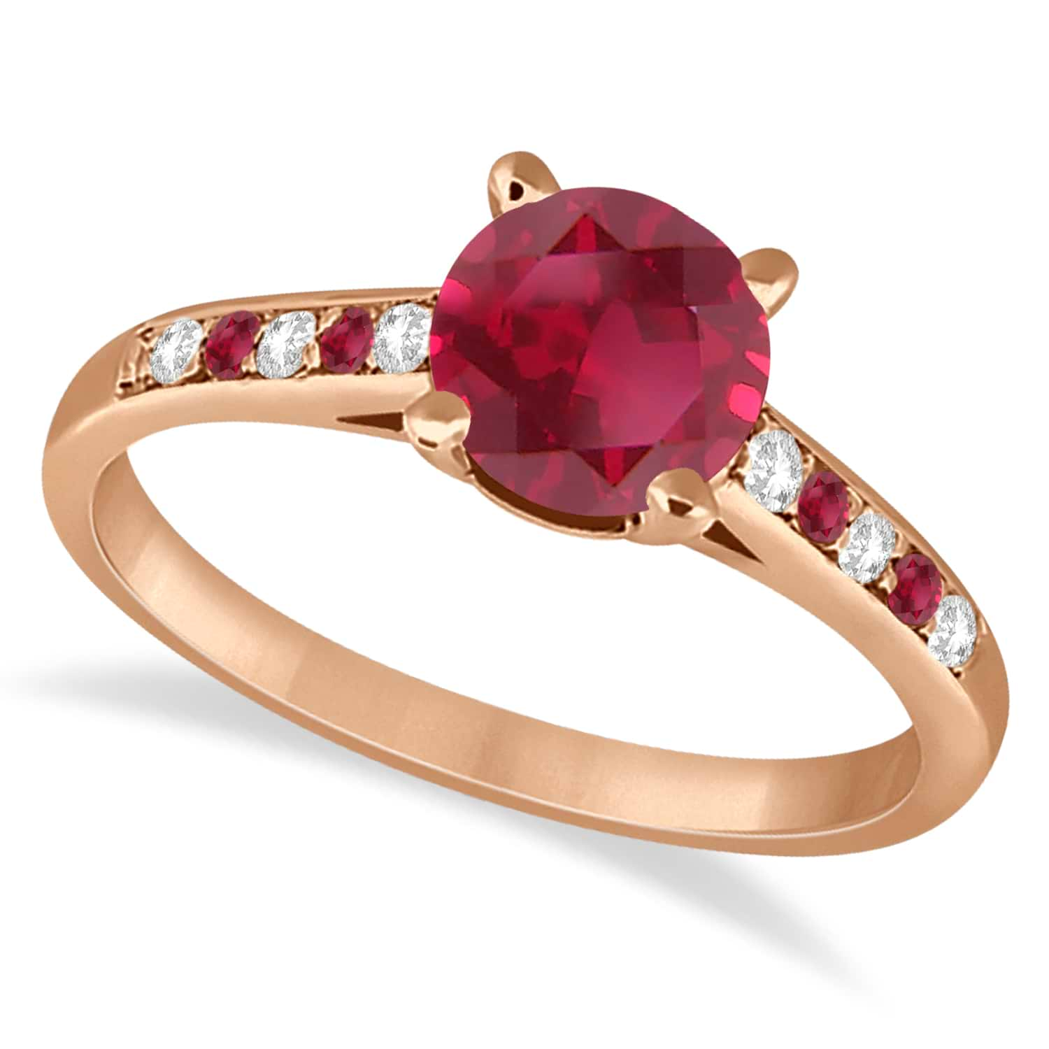 Cathedral Ruby & Diamond Engagement Ring 14k Rose Gold (1.20ct)