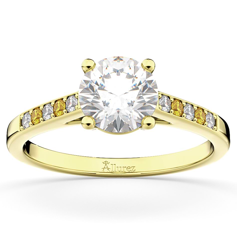 Cathedral Yellow Sapphire & Diamond Engagement Ring 18k Yellow Gold (0.20ct)