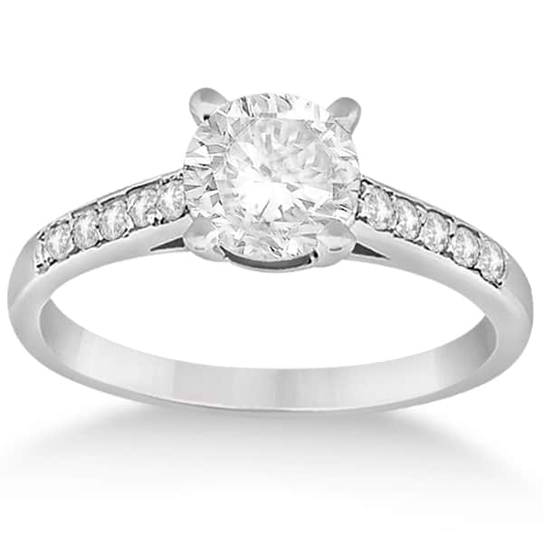Cathedral Pave Lab Grown Diamond Engagement Ring Setting 14k White Gold (0.20ct)