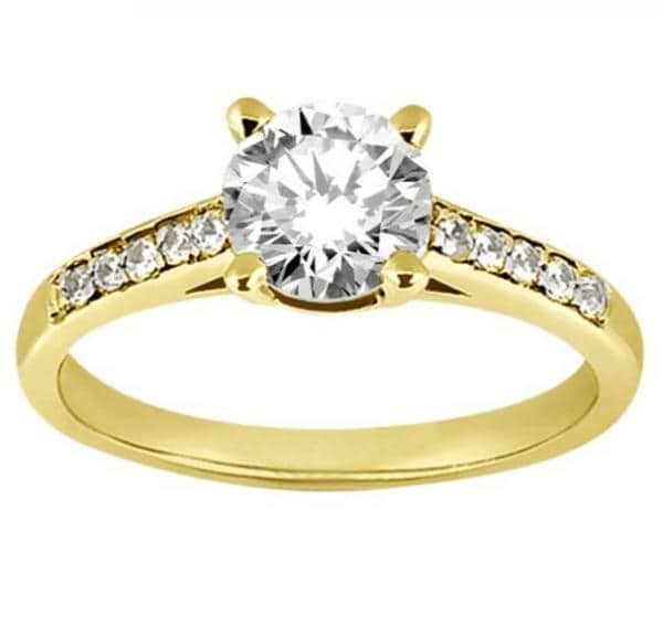 Cathedral Pave Lab Grown Diamond Engagement Ring Setting 18k Yellow Gold (0.20ct)