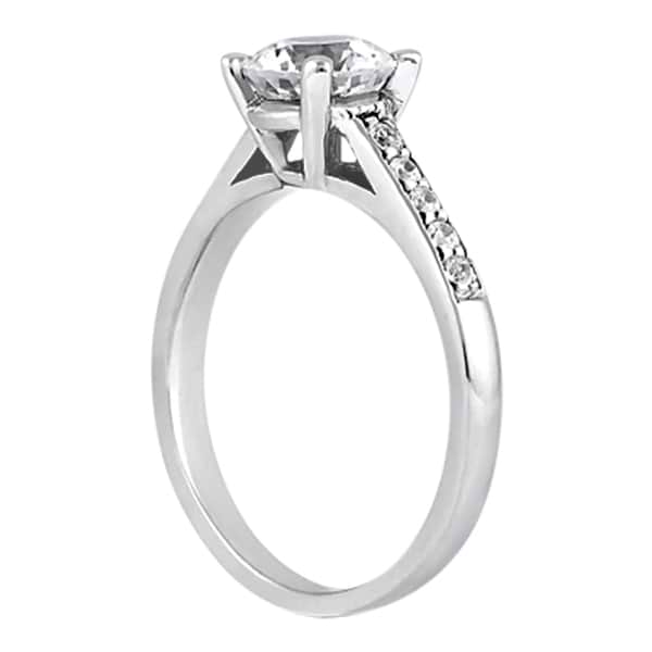 Cathedral Pave Diamond Engagement Ring Setting Platinum (0.20ct)