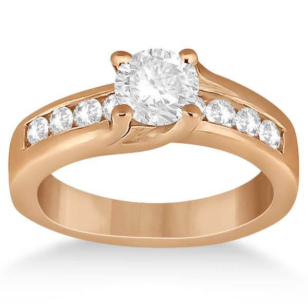 Unique Channel Set Diamond Engagement Ring 18K Rose Gold (0.80ct)