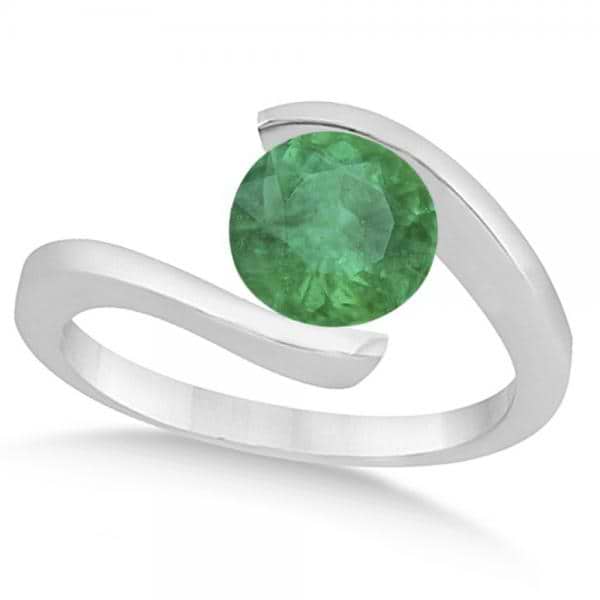 Tension Set Solitaire Emerald Engagement Ring 14k White Gold 2ct - U8251