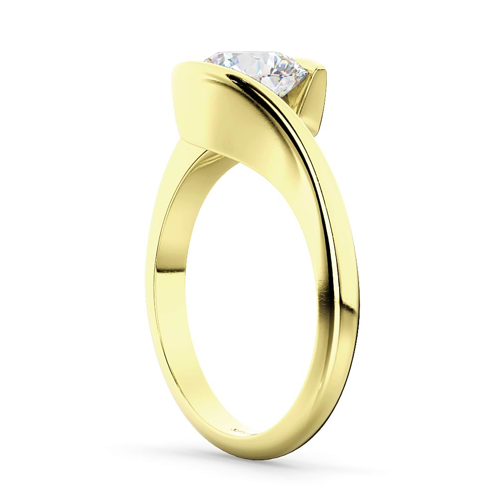 14K Two Tone Gold Tension Set Mens Engagement Ring D-0.82 Rg