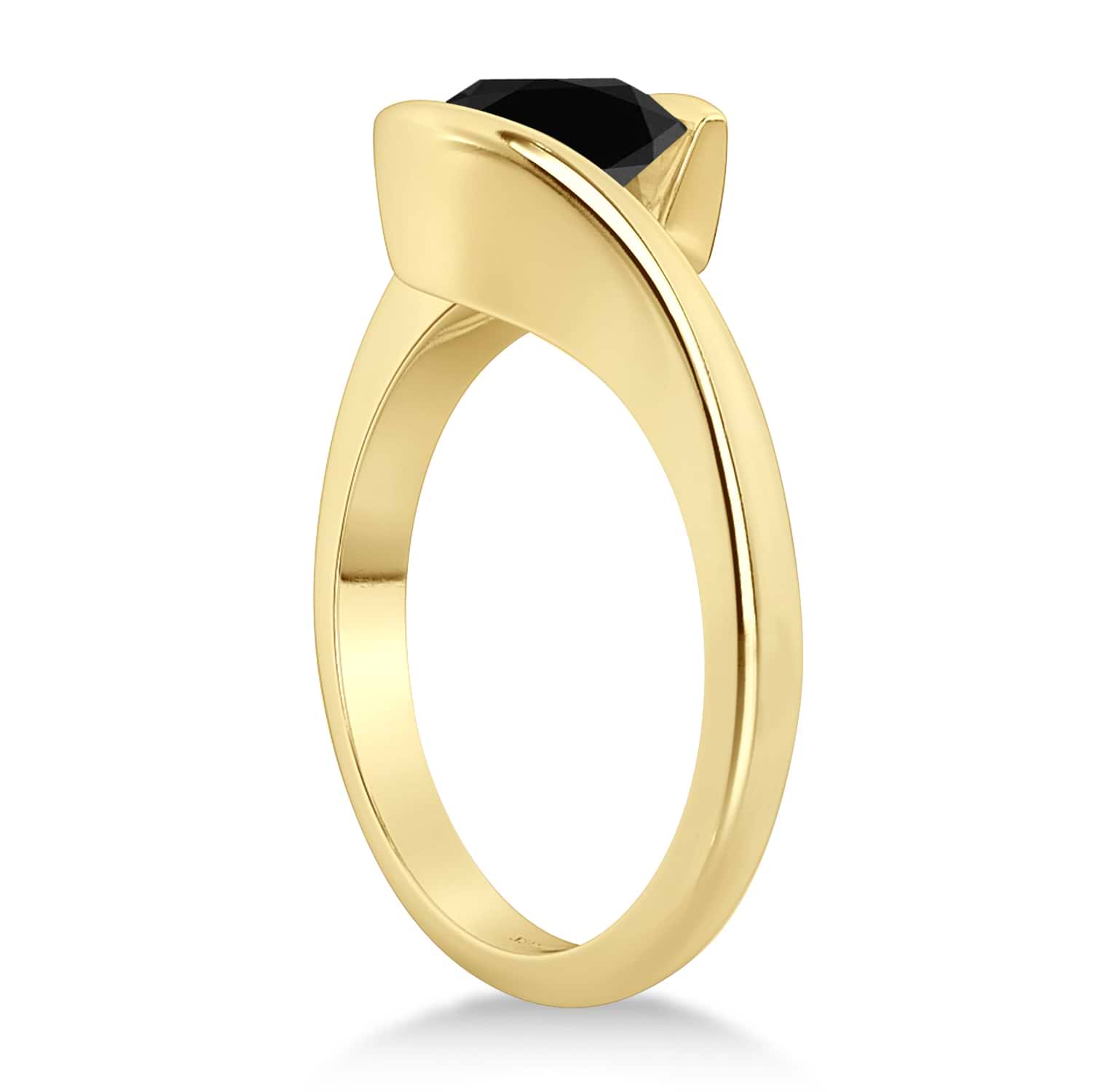 Tension Set Solitaire Black Diamond Engagement Ring 14k Yellow Gold 0.50ct