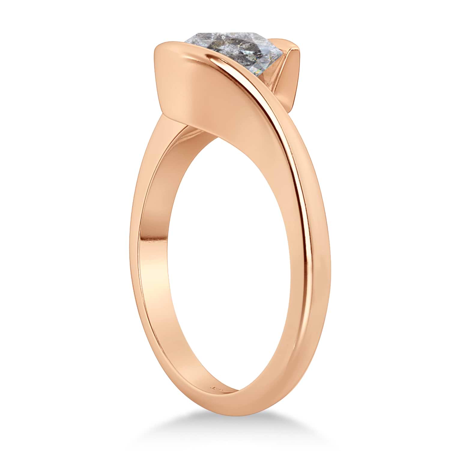 Tension Set Solitaire Salt & Pepper Diamond Engagement Ring 14k Rose Gold  1.25ct - AZ10505