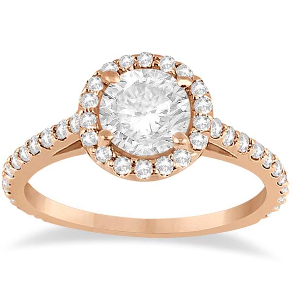Halo Diamond Cathedral Engagement Ring Setting 14k Rose Gold (0.64ct)