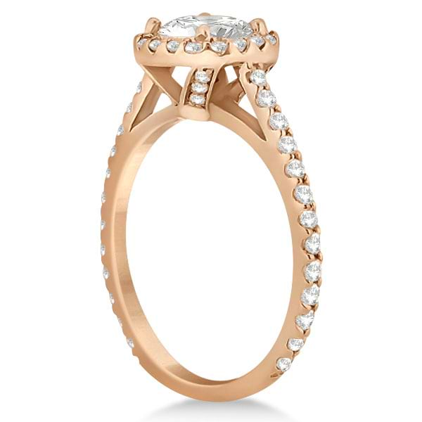 Halo Diamond Cathedral Engagement Ring Setting 14k Rose Gold (0.64ct)