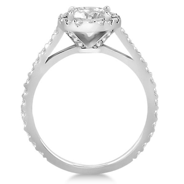 Halo Diamond Cathedral Engagement Ring Setting 14k White Gold (0.64ct)