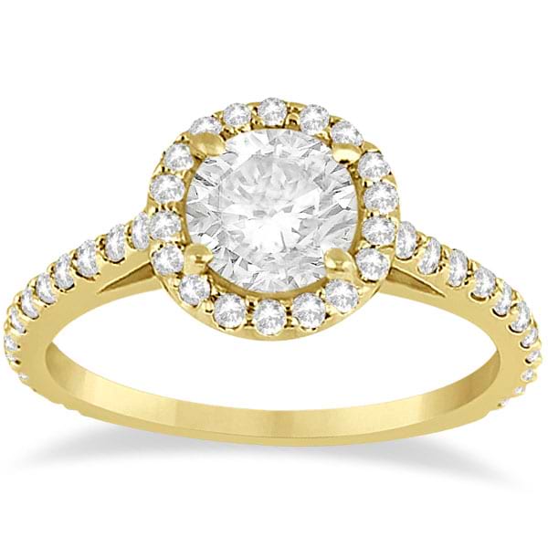 Halo Diamond Cathedral Engagement Ring Setting 14k Yellow Gold (0.64ct)