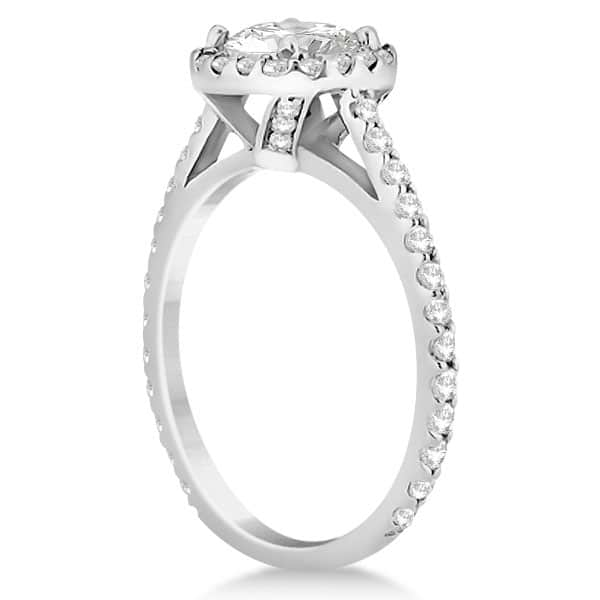 Halo Diamond Cathedral Engagement Ring Setting 18k White Gold (0.64ct)