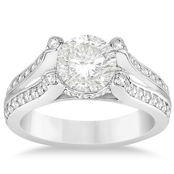 Wide Band Diamond Engagement Ring Split Shank Palladium 0.50ct