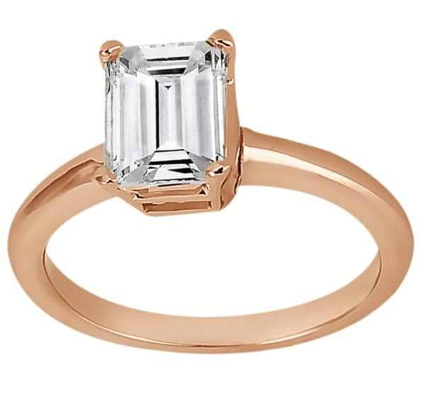 Solitaire Engagement Ring Setting for Emerald-Cut Diamond 18k Rose Gold