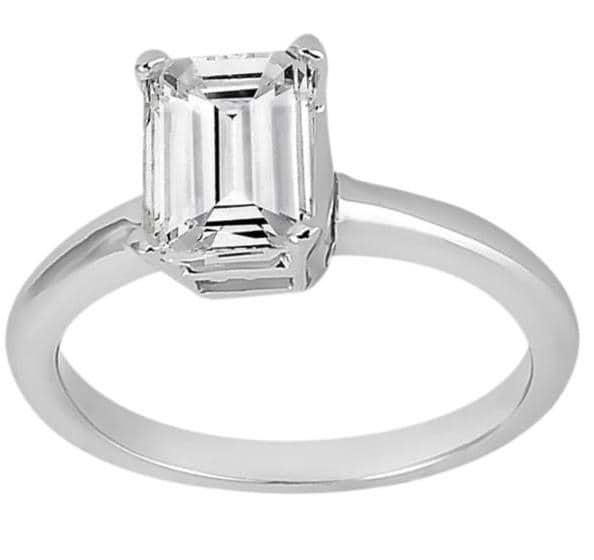 Solitaire Engagement Ring Setting for Emerald-Cut Diamond Platinum
