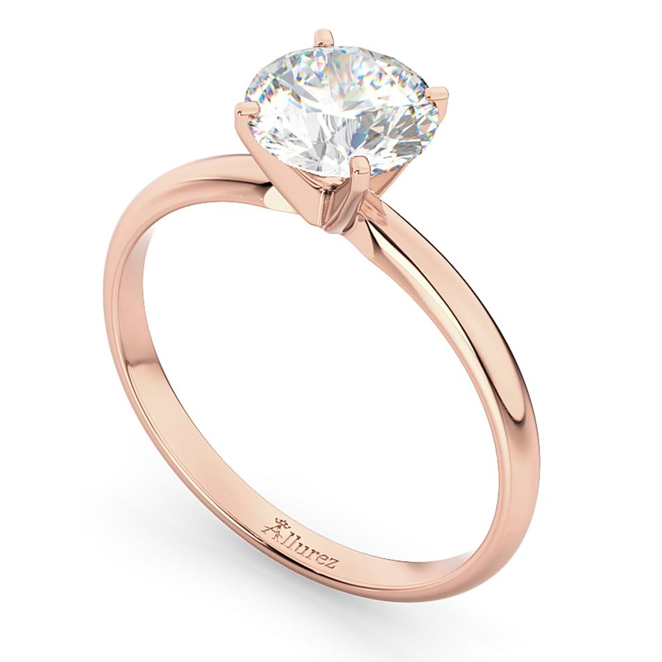 Four-Prong 14k Rose Gold Solitaire Engagement Ring Setting