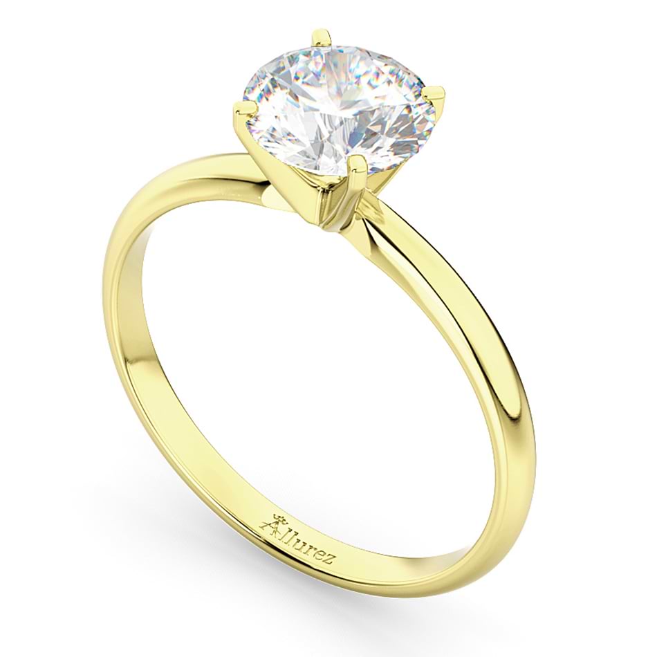 Four-Prong 14k Yellow Gold Solitaire Engagement Ring Setting