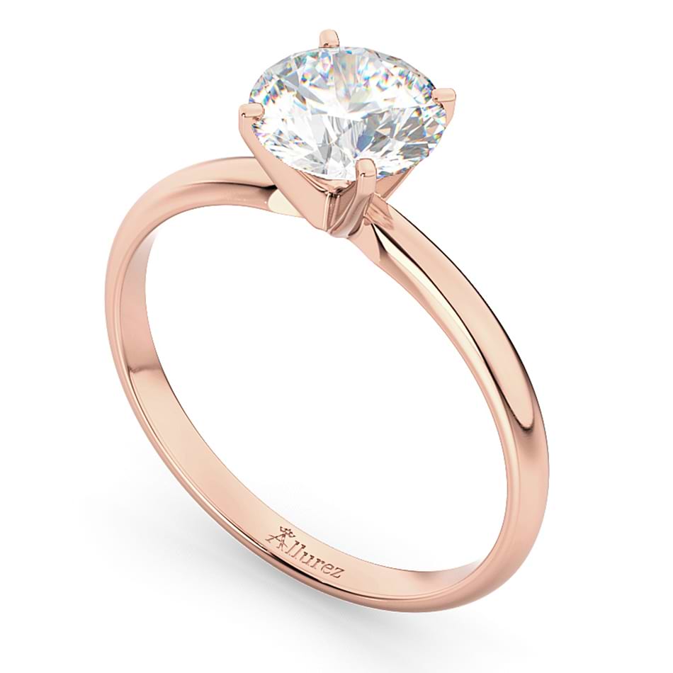 Four-Prong 18k Rose Gold Solitaire Engagement Ring Setting