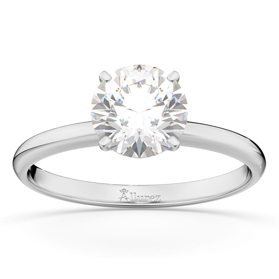Four-Prong 18k White Gold Solitaire Engagement Ring Setting