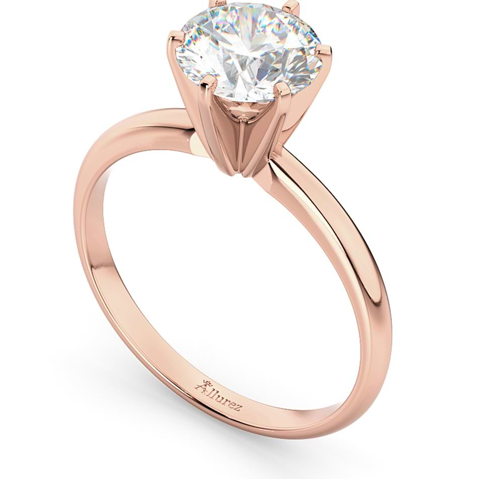 Six-Prong 18k Rose Gold Solitaire Engagement Ring Setting