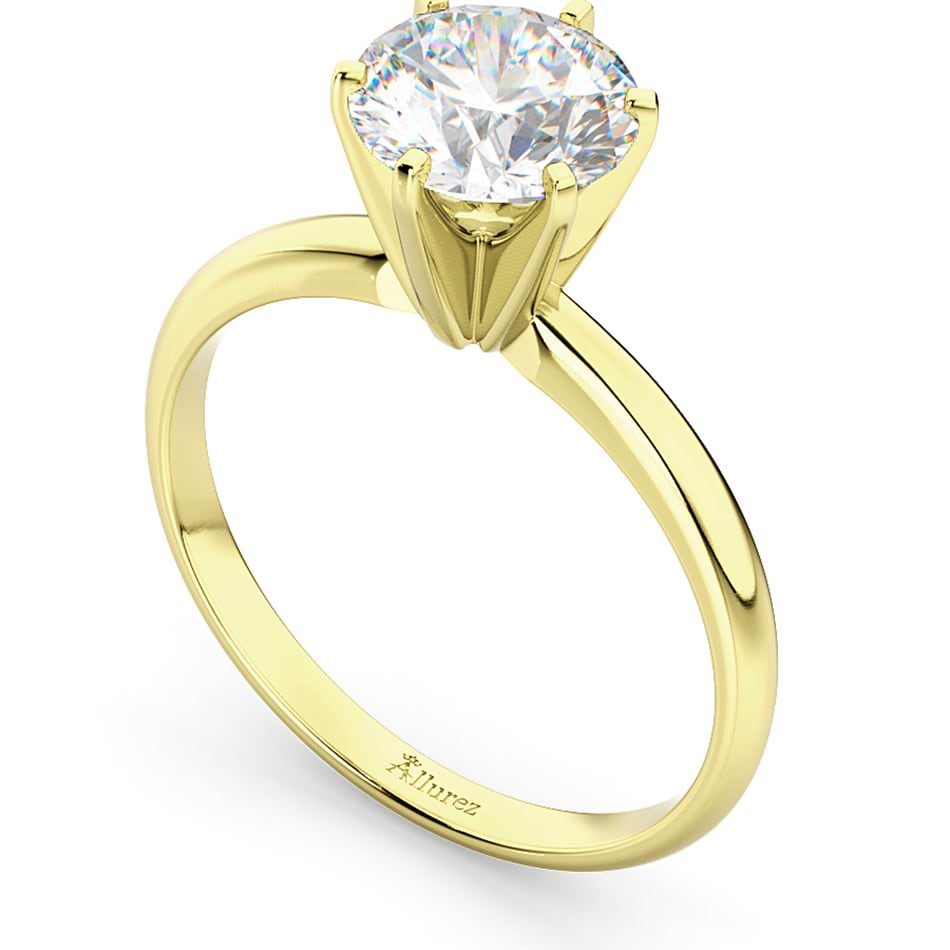 Six-Prong 18k Yellow Gold Solitaire Engagement Ring Setting