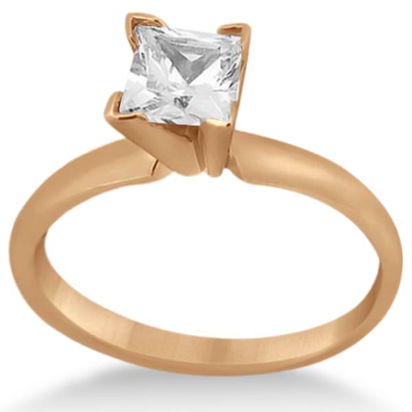 14k Rose Gold Solitaire Engagement Ring Princess Cut Diamond Setting