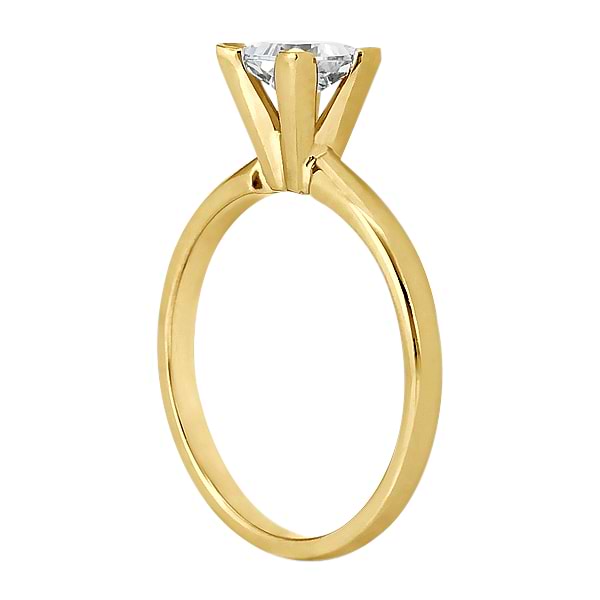 18k Yellow Gold Solitaire Engagement Ring Princess Cut Diamond Setting