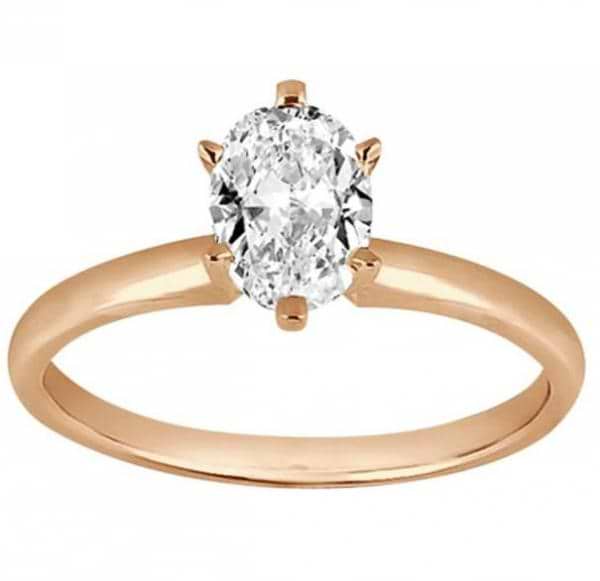 Six-Prong 18k Rose Gold Engagement Ring Solitaire Setting