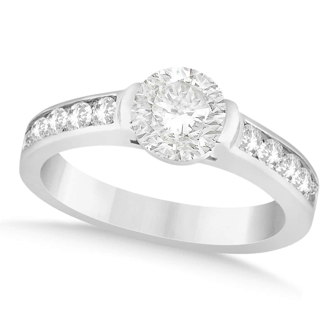 Channel Set Diamond Accented Engagement Ring 14k White Gold (1.40ct)