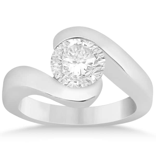 Twisted Bypass Solitaire Tension Set Engagement Ring Platinum