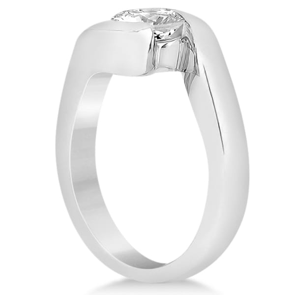 Twisted Bypass Solitaire Tension Set Engagement Ring Platinum