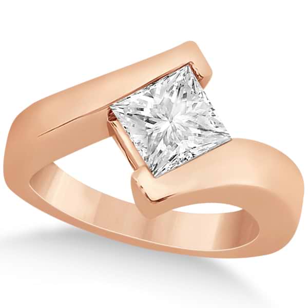 Solitaire Princess Diamond Tension Set Engagement Ring 14k Rose Gold (1.00ct)