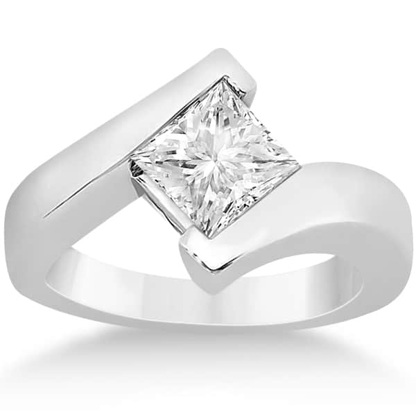 Princess Cut Tension Set Engagement Ring Setting 14k White Gold