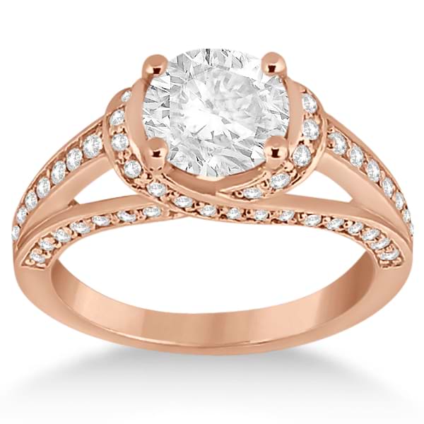 Fancy Twist Pave Round Diamond Engagement Ring 18k Rose Gold (0.66ct)