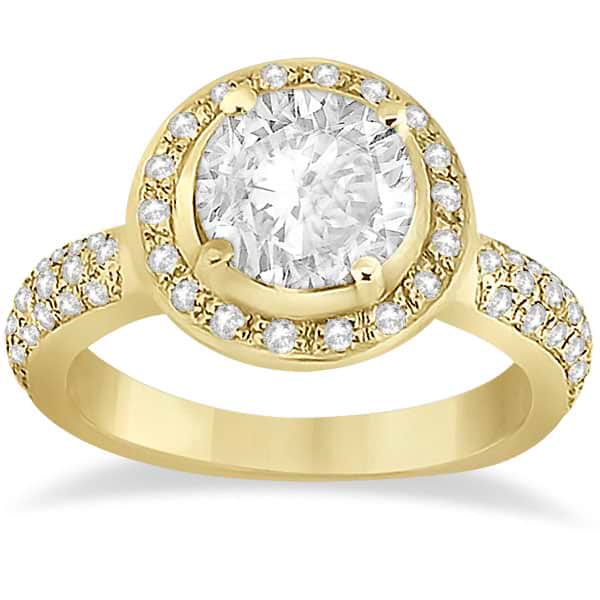 Halo Style Diamond Engagement Ring Setting 14k Yellow Gold (0.50ct)