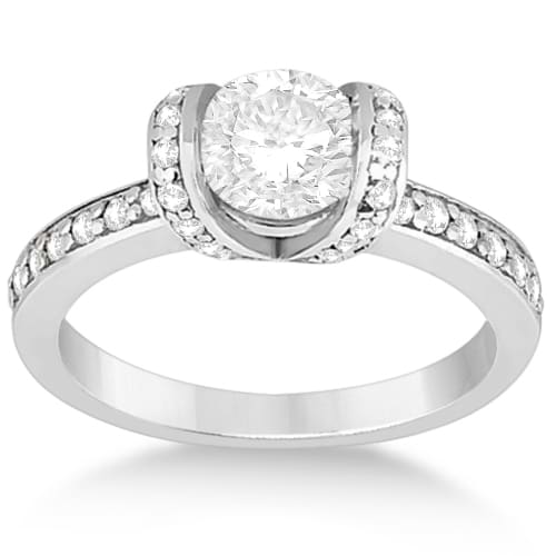 Diamond Ribbon Engagement Ring Designer Platinum Setting (0.56ct)