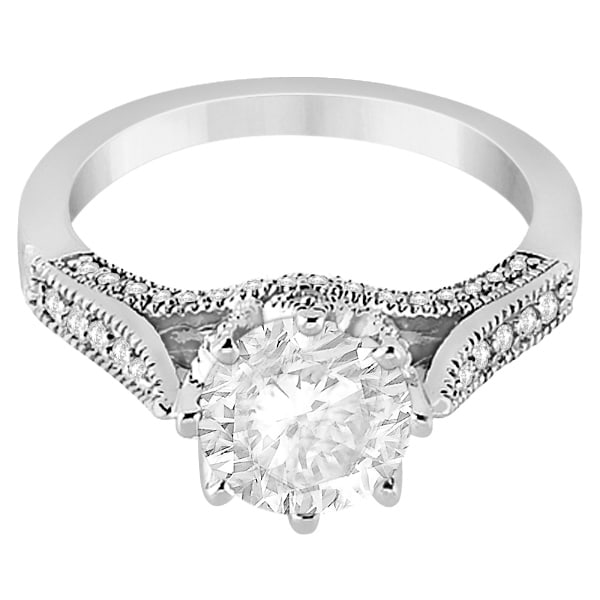 Edwardian Diamond Engagement Ring Setting 14K White Gold (0.35ct)