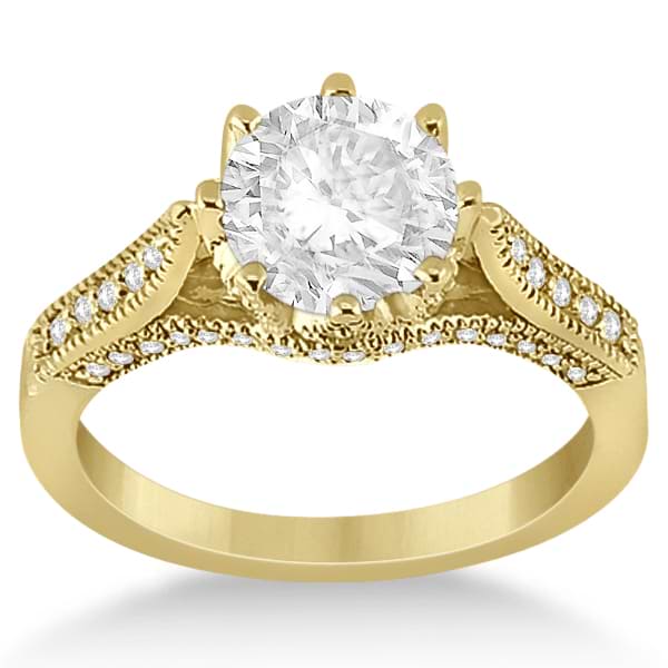 Edwardian Diamond Engagement Ring Setting 14K Yellow Gold (0.35ct)