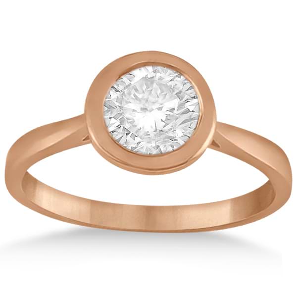 Floating Bezel Set Solitaire Diamond Engagement Ring Setting 14K Rose Gold