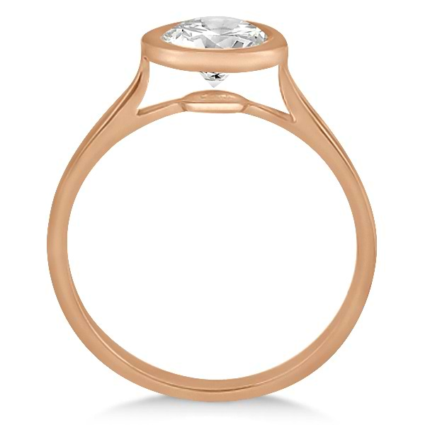 Floating Bezel Set Solitaire Diamond Engagement Ring Setting 14K Rose Gold