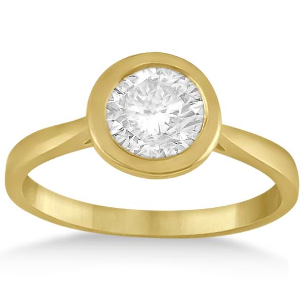 Floating Bezel Set Solitaire Engagement Ring Setting 14K Yellow Gold