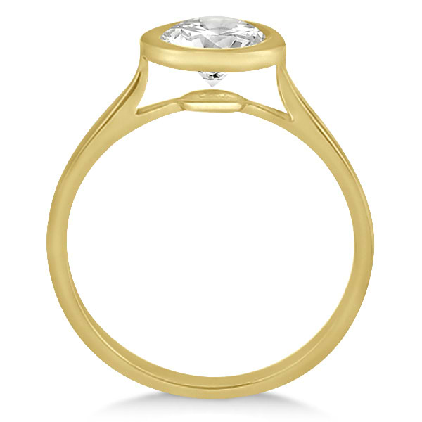 Floating Bezel Set Solitaire Engagement Ring Setting 14K Yellow Gold