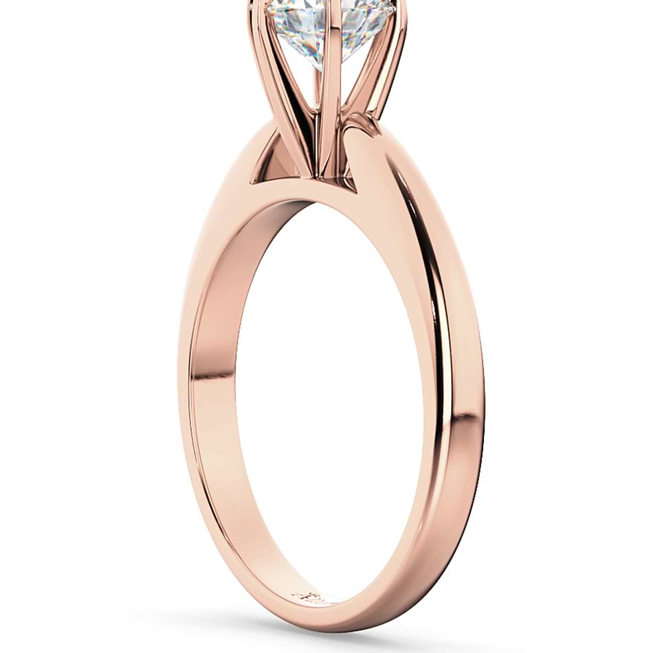 Six-Prong 18k Rose Gold Solitaire Engagement Ring Setting