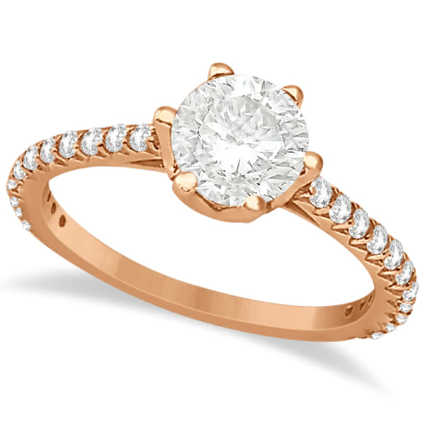 Diamond Accented Moissanite Engagement Ring in 14K Rose Gold 1.33ctw