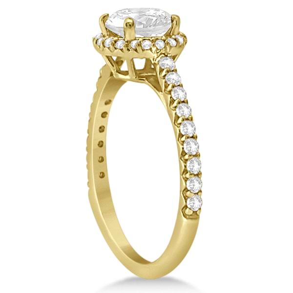 Halo Diamond Engagement Ring with Side Stone Accents 14K Y. Gold 1.50ct