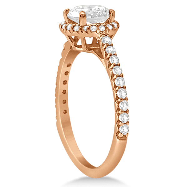 Halo Diamond Engagement Ring w/ Side Stones 14k Rose Gold (1.25ct)