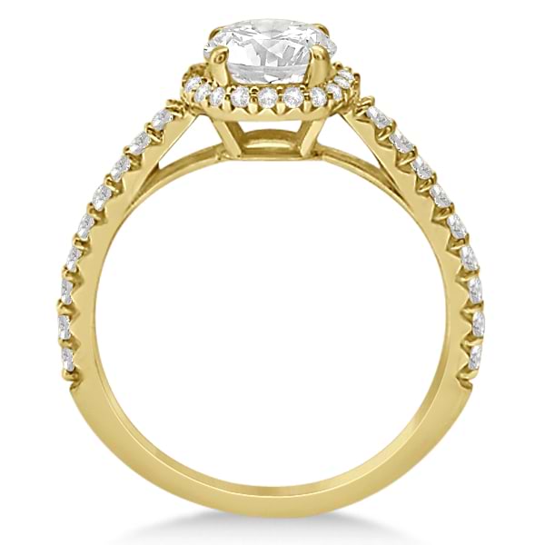 Halo Diamond Engagement Ring w/ Side Stones 18k Yellow Gold (1.25ct)