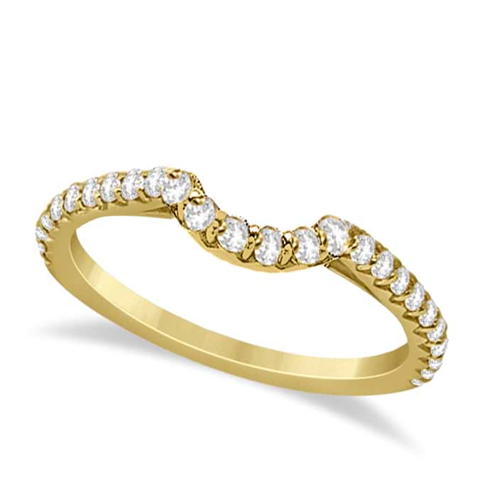 Contoured Diamond Accented Wedding Band 14k Yellow Gold (0.33ct)