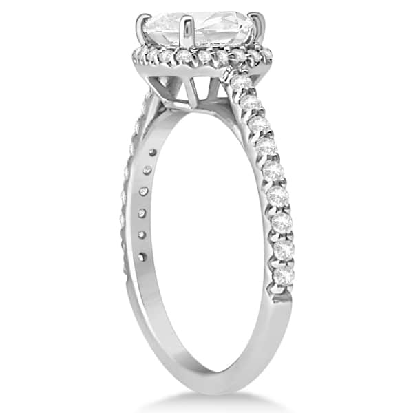 Halo Design Cushion Cut Moissanite Engagement Ring 14K White Gold 2.00ct